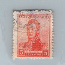 ARGENTINA 1918 GJ 488 ESTAMPILLA USADA RARA FILIGRANA W.B. DENTADO 13 1/2 x 13 1/2 U$ 30